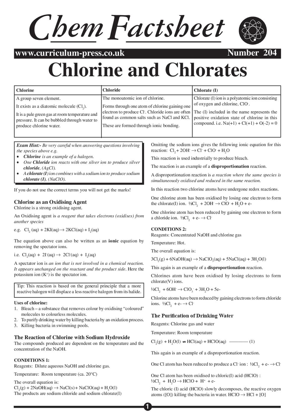 204 Chlorine And Chlorates