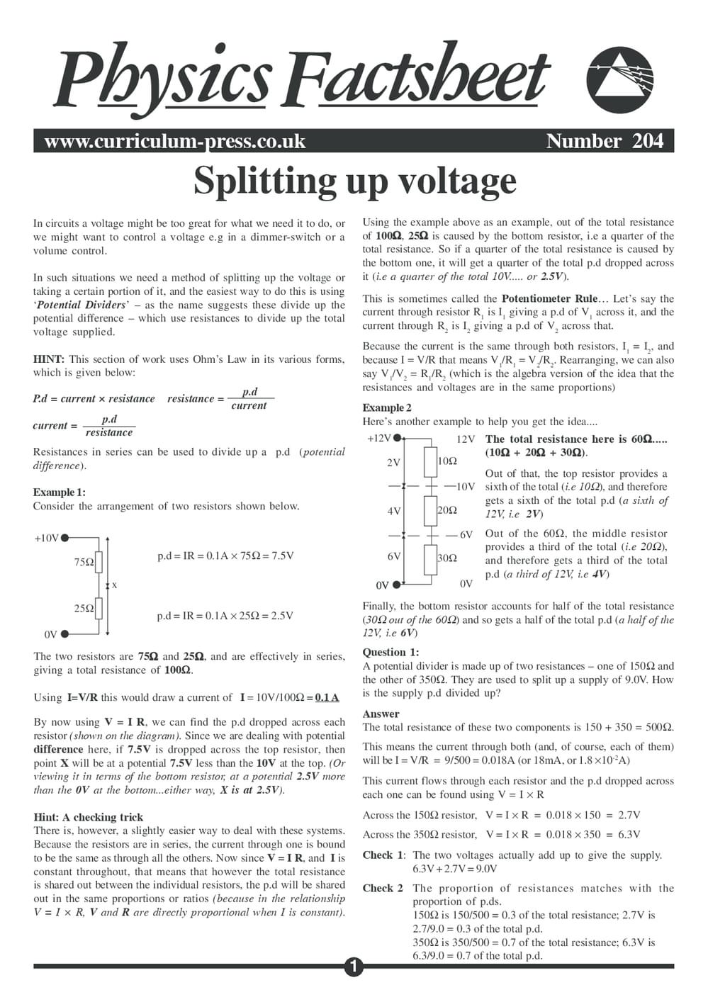 204 Splitting Voltage