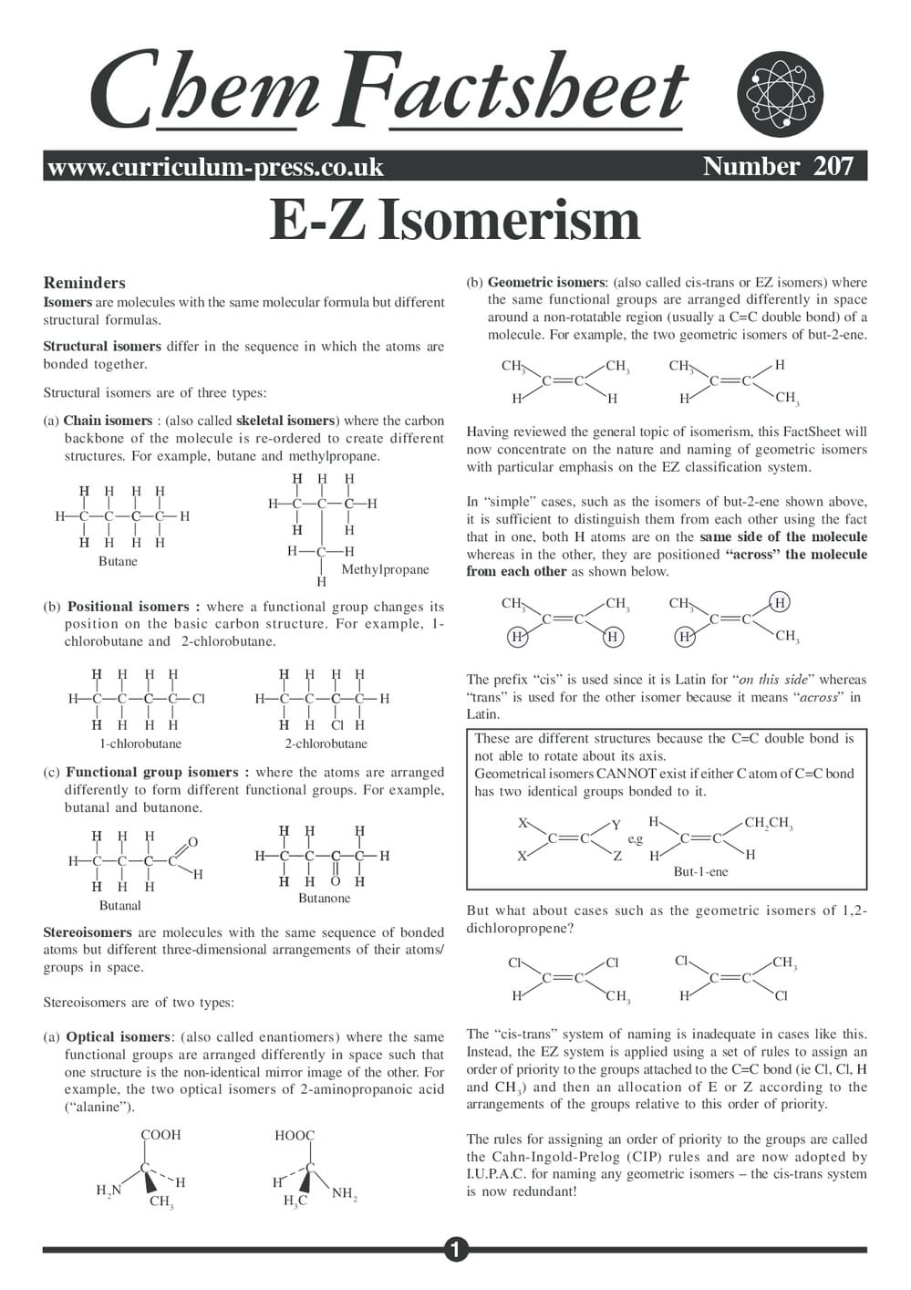 207 E Z Isomerism