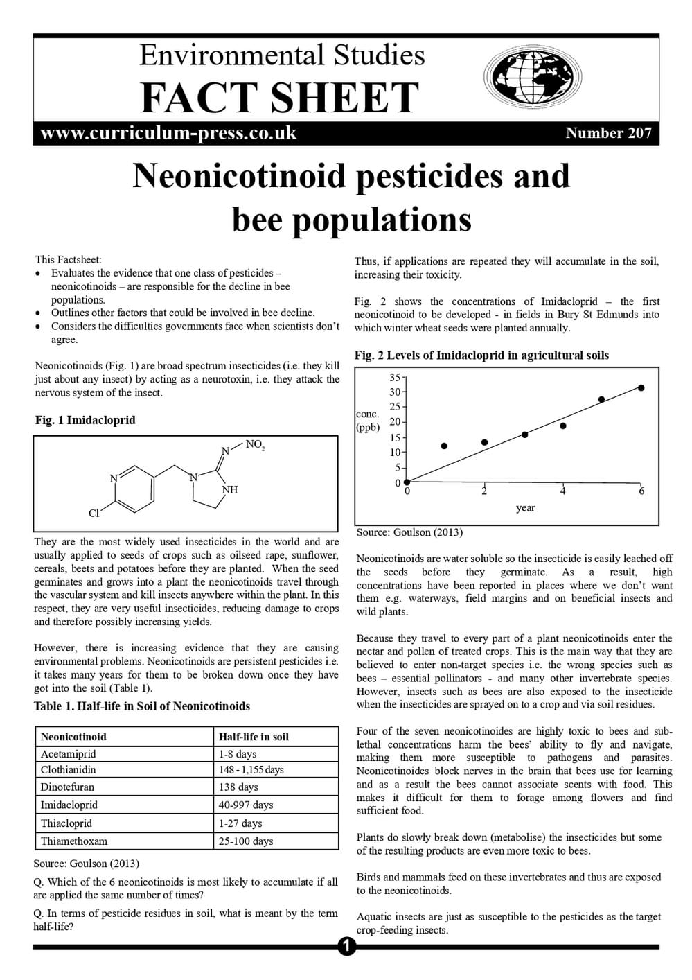 Neonicotinoid Pesticides and Bee Populations - Curriculum Press
