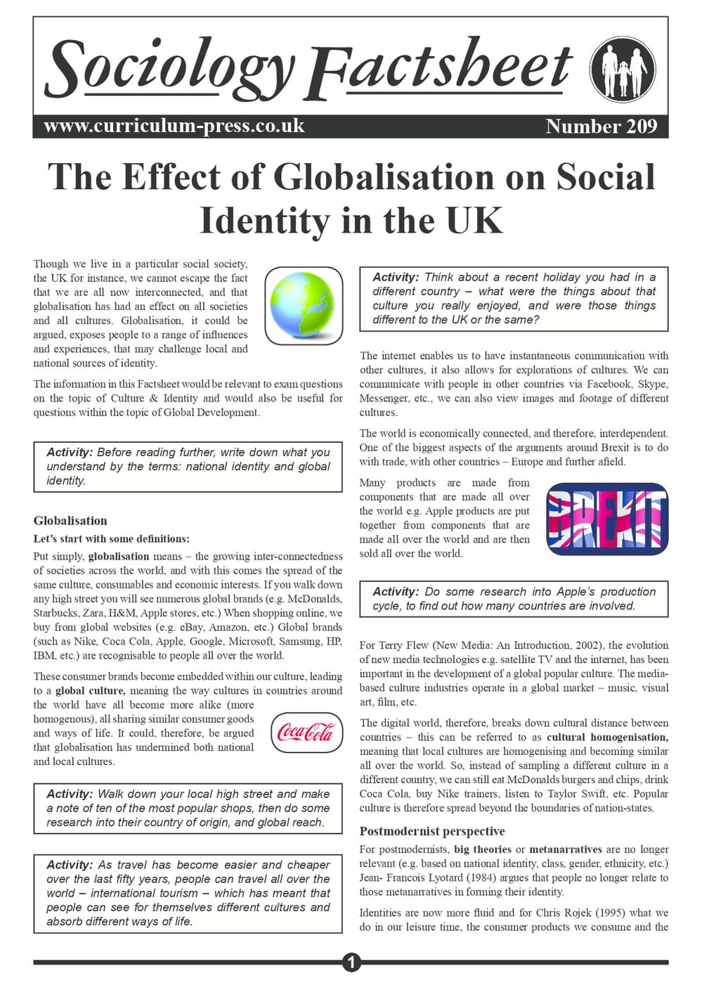 209 The Effect Of Globalisation On Social Identity In The Uk