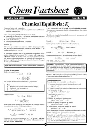 21 Chemical Equilibria Kc