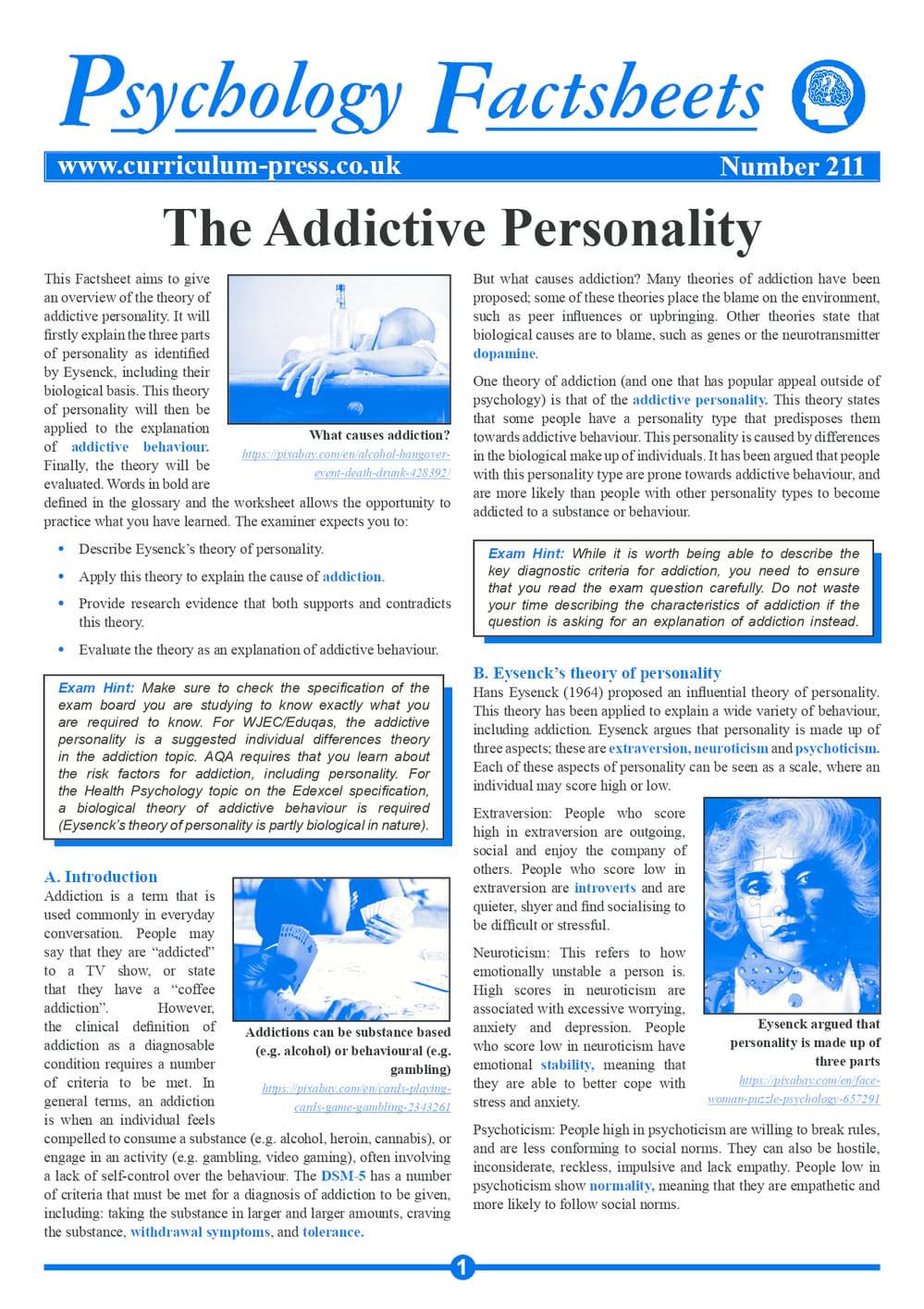 Addictive Personality Model The Addictive Personality - Curriculum Press