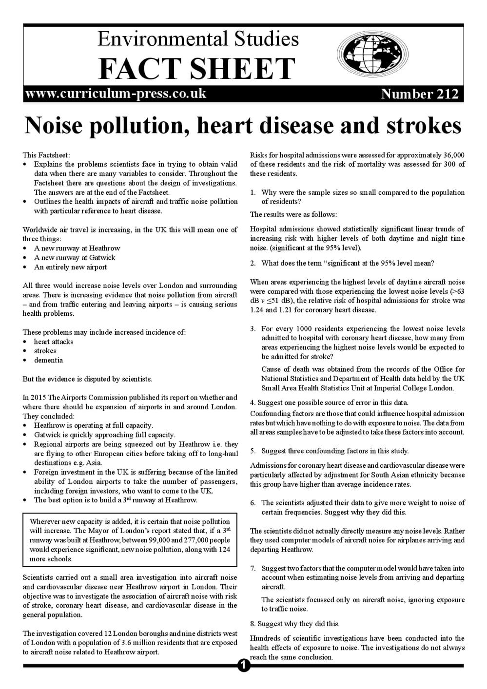 212 Noise Pollution, Heart Disease And Strokes