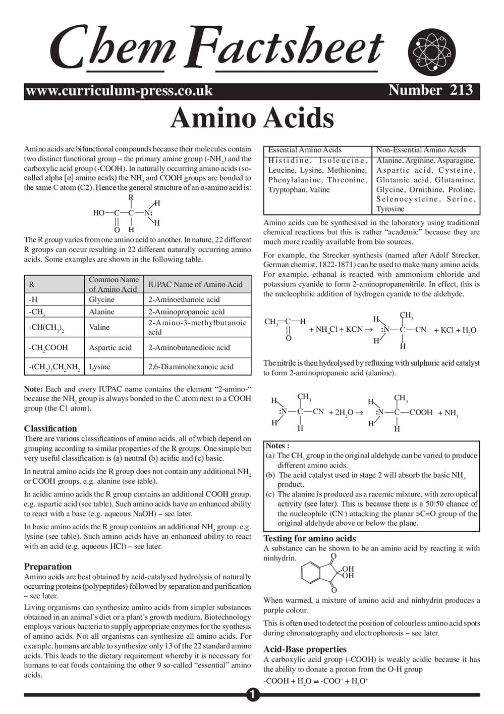 213 Amino Acids
