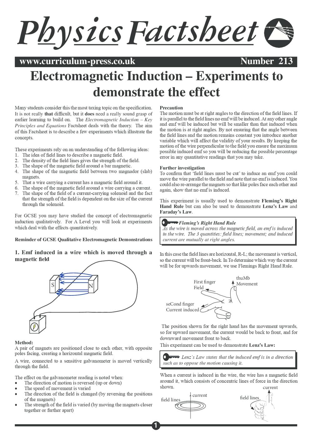 213 Electromagnetic Induction   Experiments