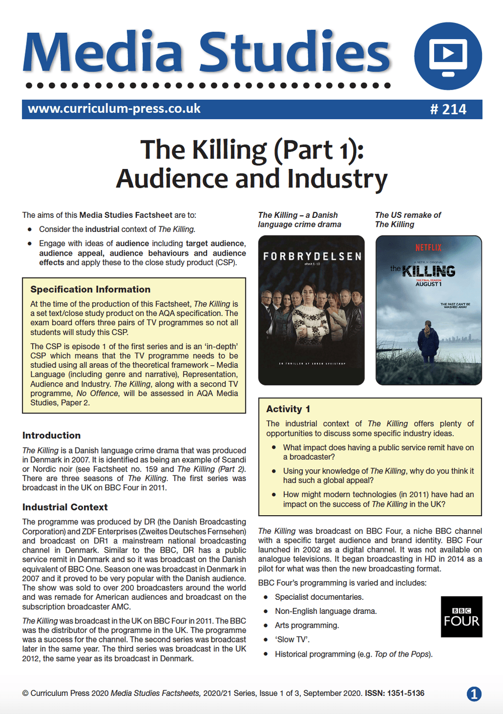 The Killing (Part 1): Audience and Industry - Curriculum Press