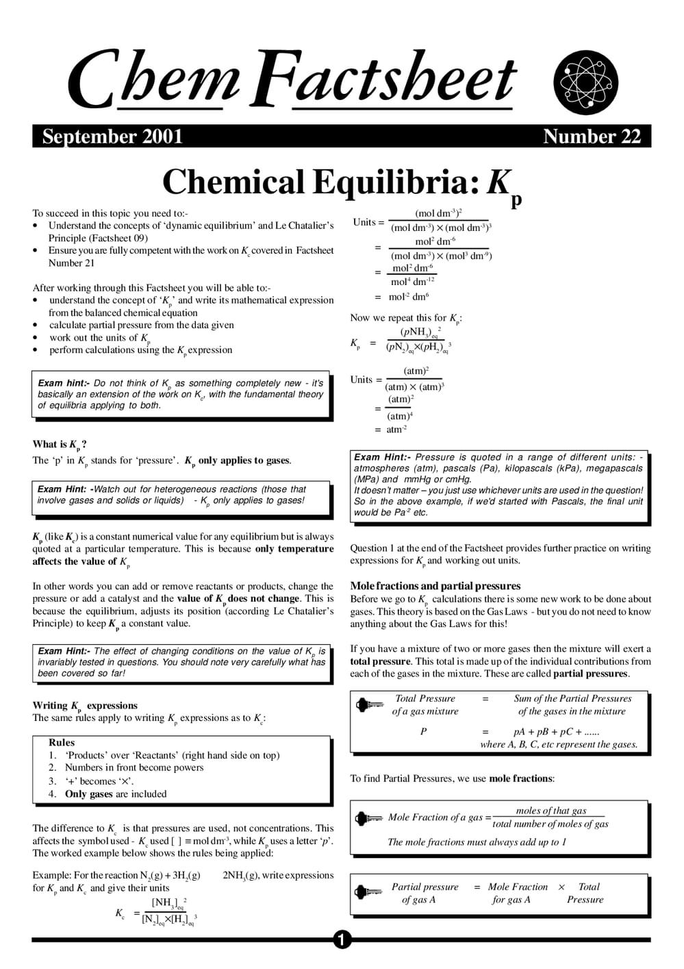 22 Chemical Equilibria Kp