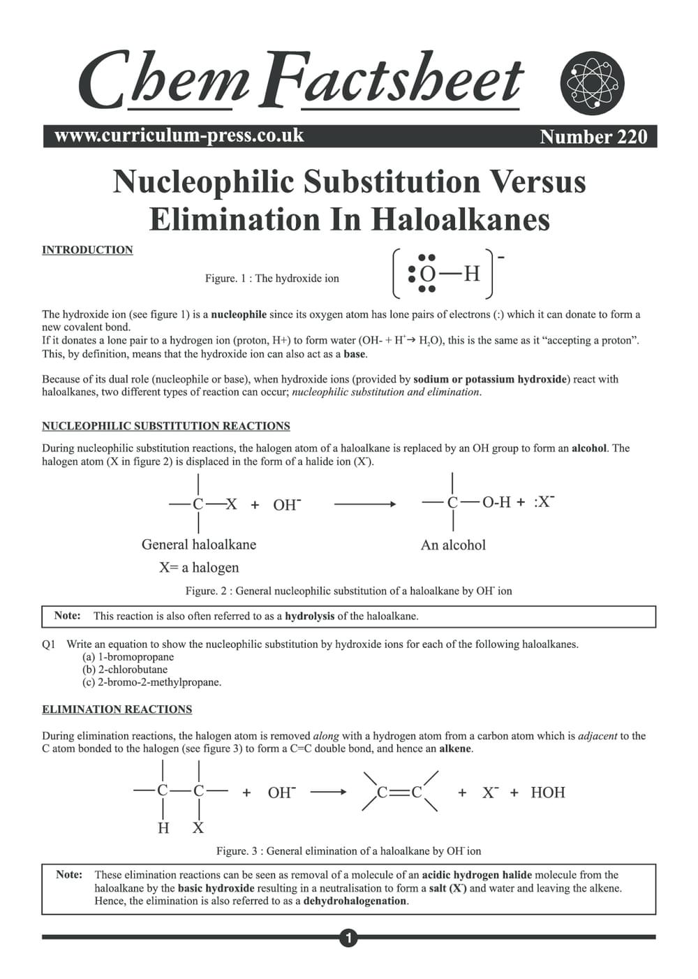 220 Nucleophilic Vs Elimination In Haloalkanes