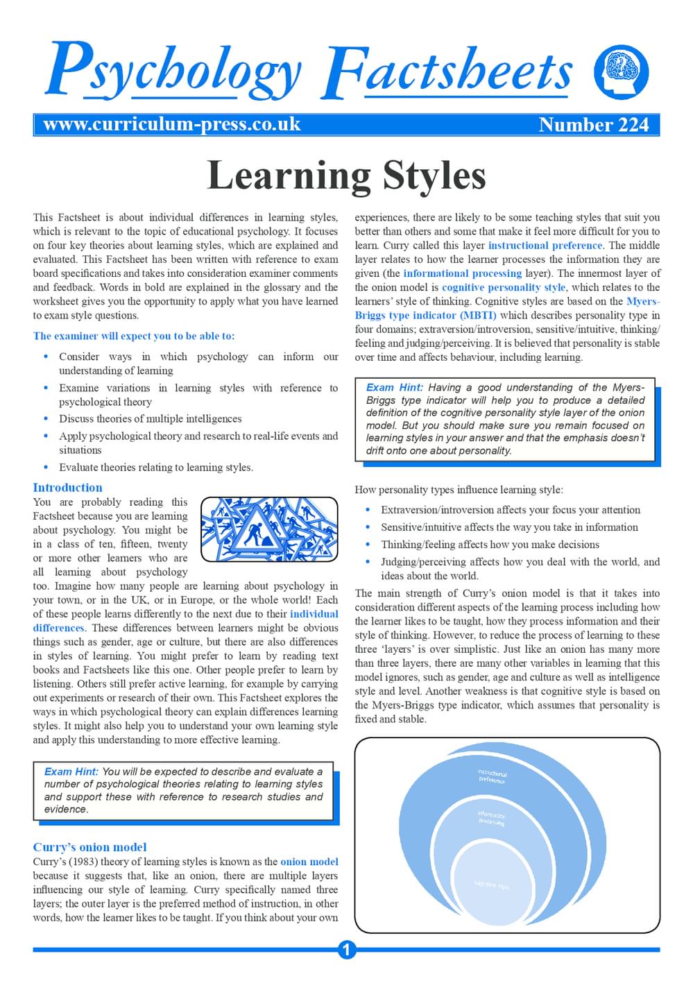 Learning Styles Pdf Image Learning Styles - Curriculum Press