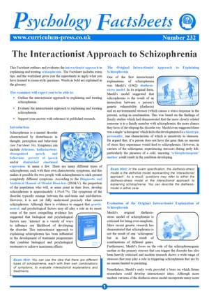 232 The Interactionist Approach To Schizophrenia