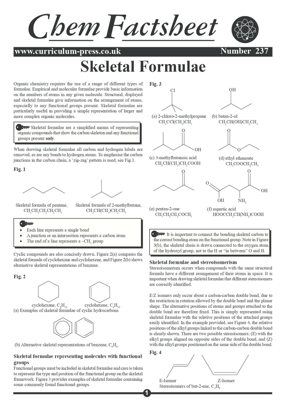 Skeletal Formulae - Curriculum Press