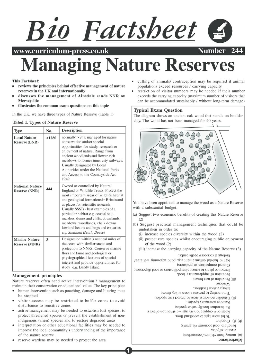 Managing Nature Reserves - Curriculum Press