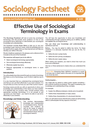 249 Effective Use of Sociological Terminology in Exams