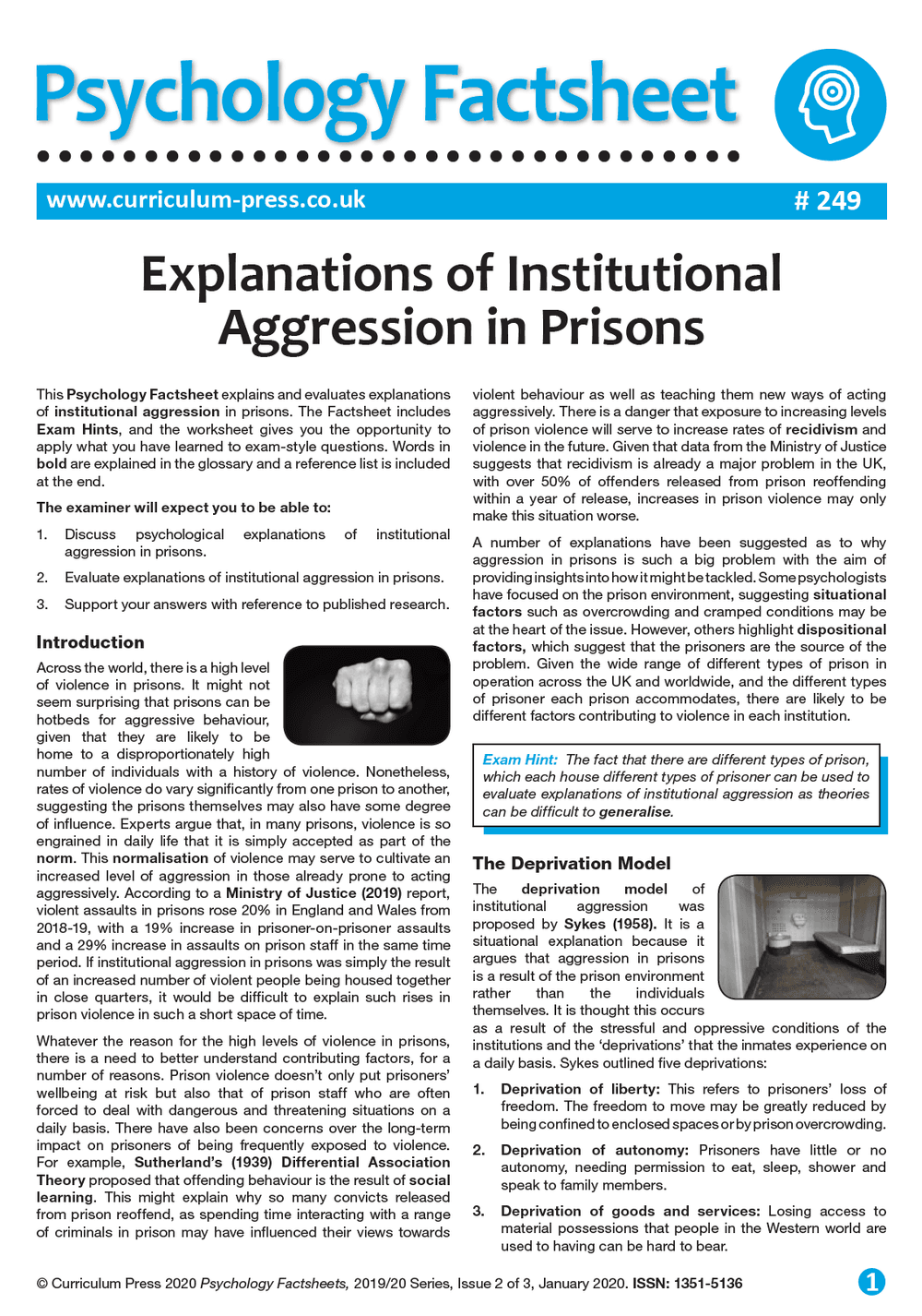 Explanations of Institutional Aggression in Prisons - Curriculum Press
