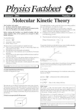 25 Molecular Kinetic Theory
