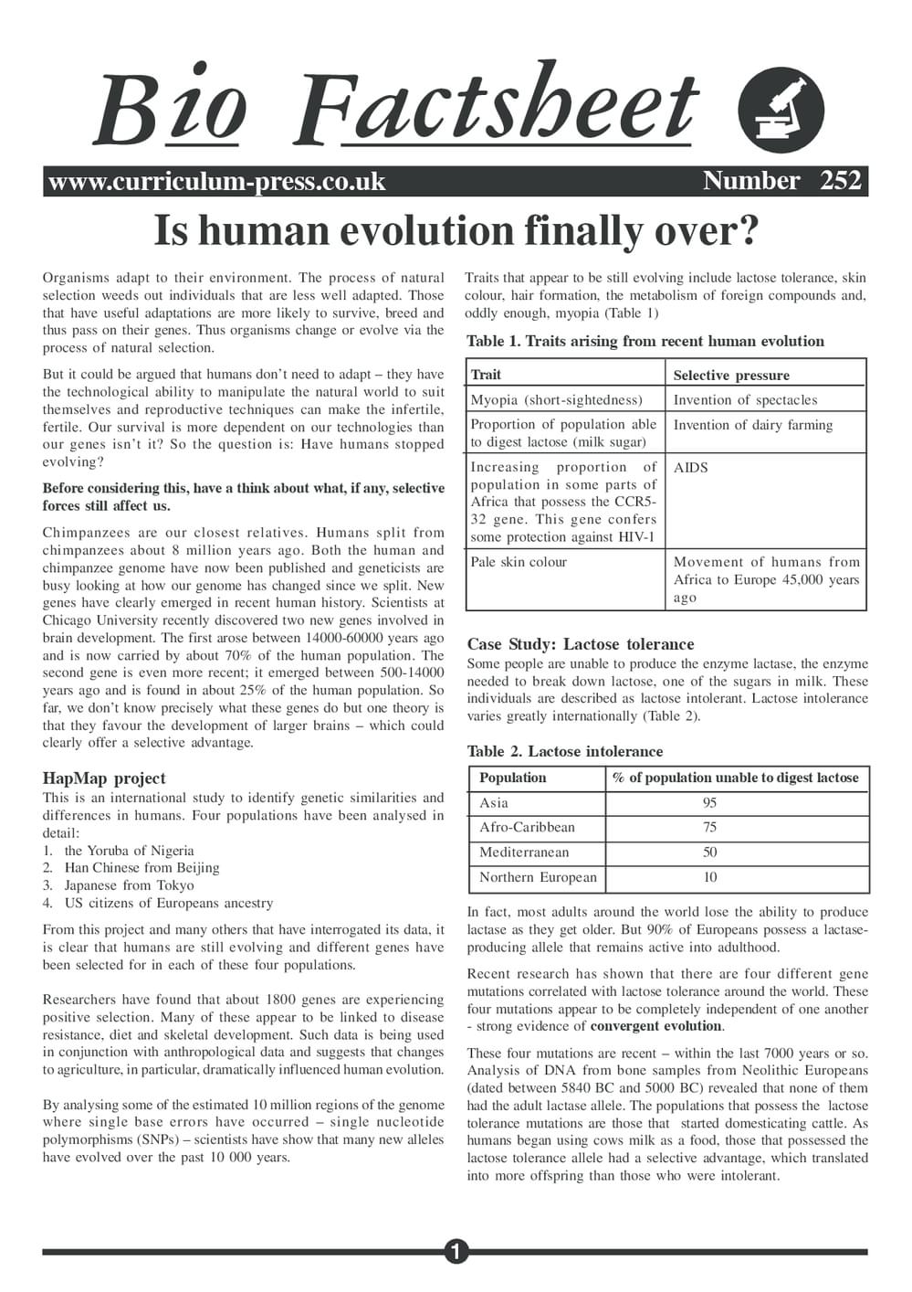 252 Humans Still Evolving