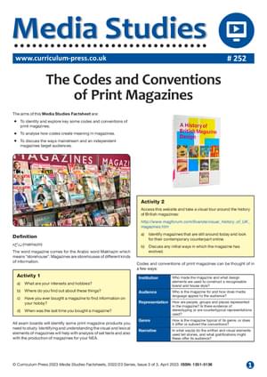 The Codes and Conventions of Print Magazines - Curriculum Press