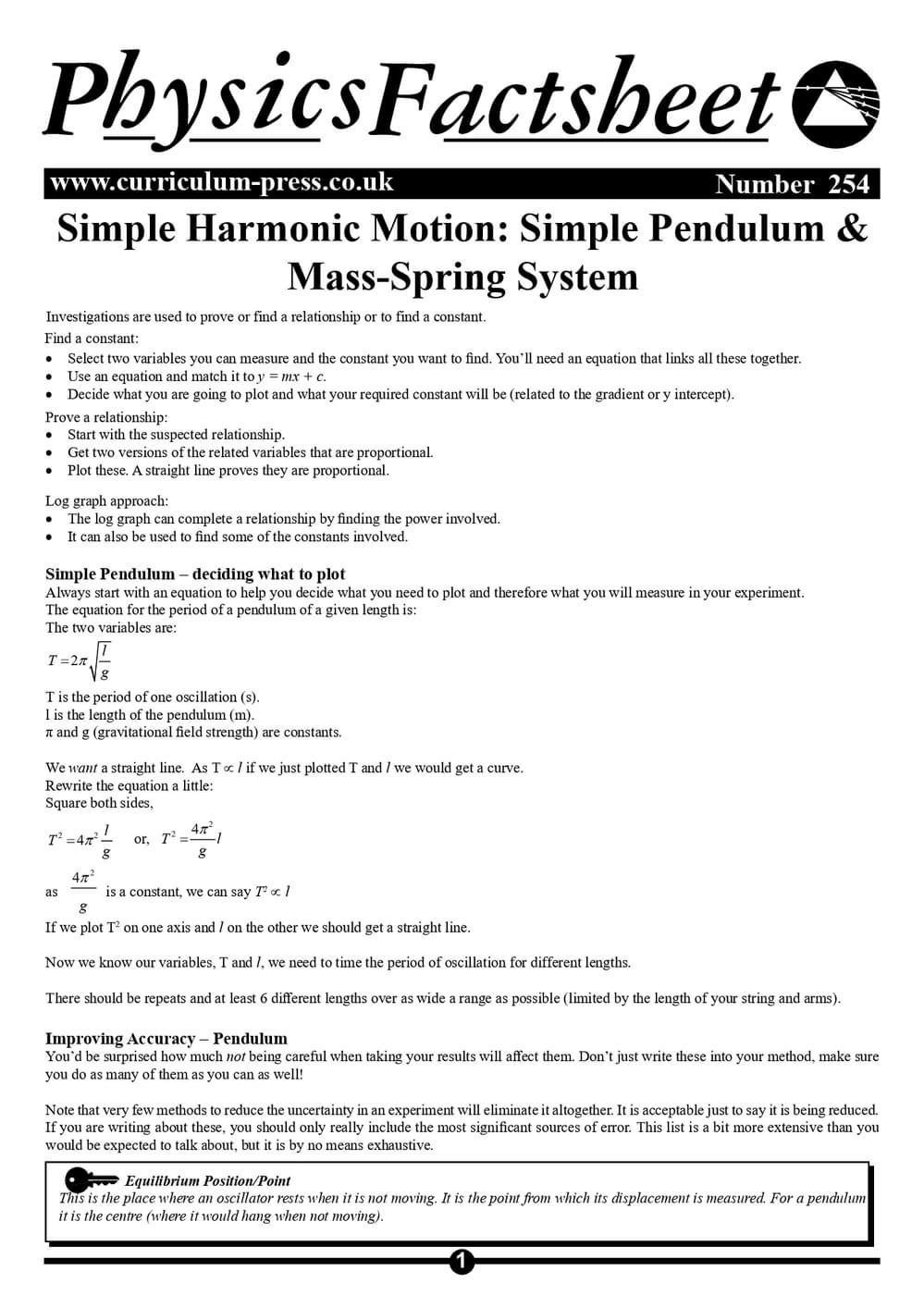 254 Simple Harmonic Motion
