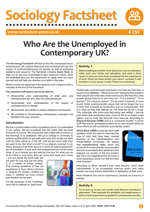 255 Who Are the Unemployed in Contemporary UK