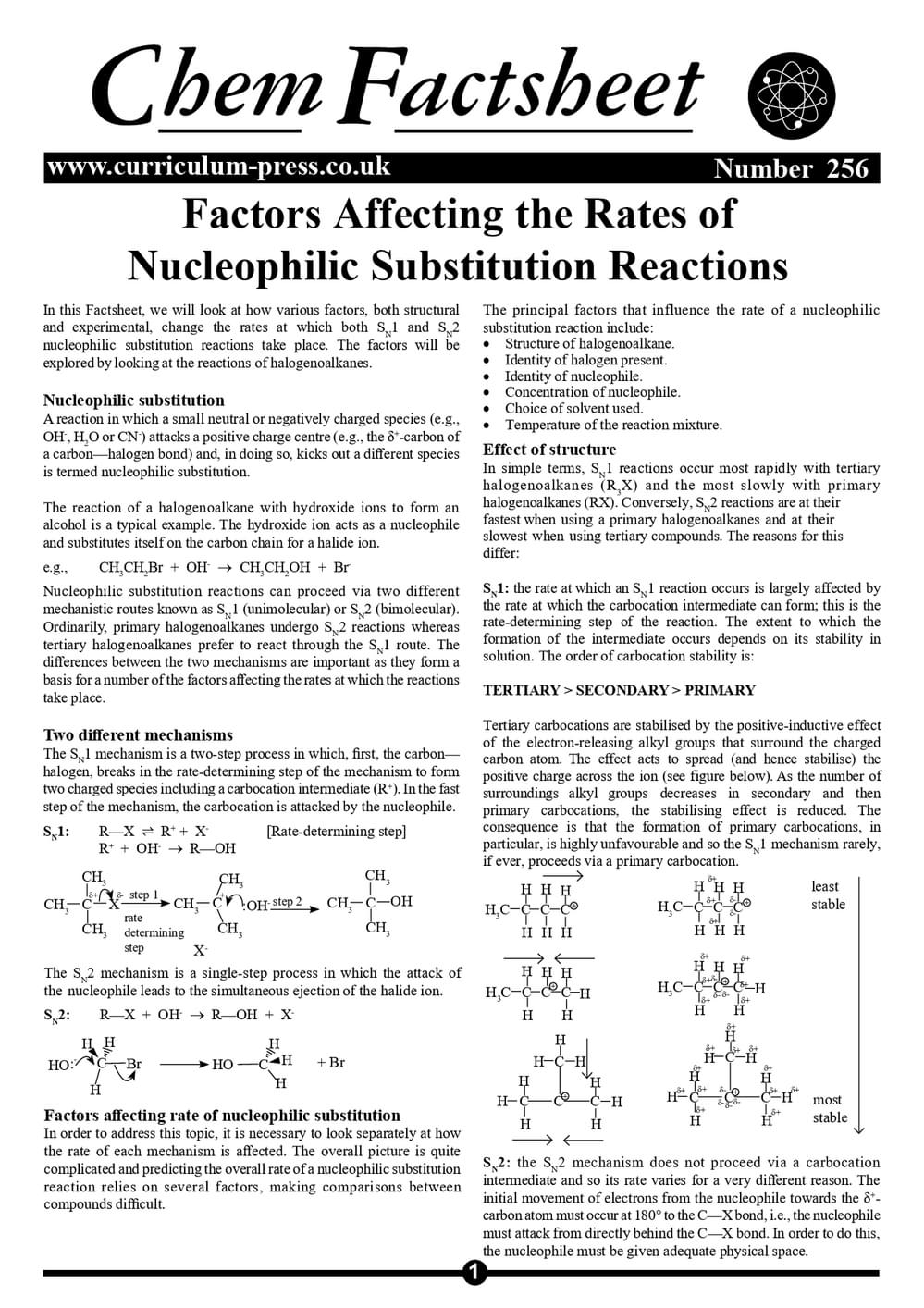 256 Nucleophilic Substitution Reactions   Factors