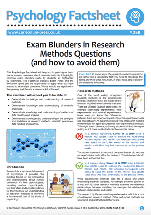 258 Exam Blunders in Research Methods Questions