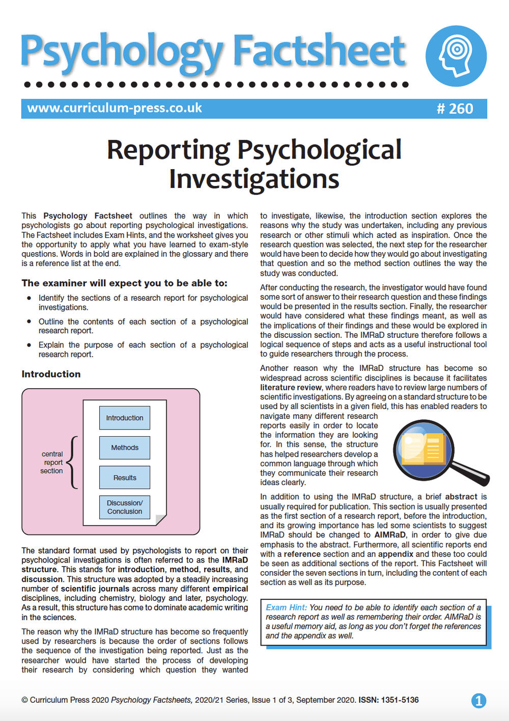 Reporting Psychological Investigations - Curriculum Press Reporting Psychological Investigations - Curriculum Press