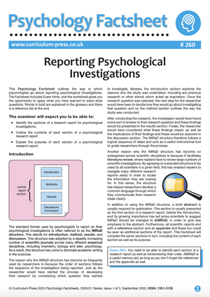 260 Reporting Psychological Investigations