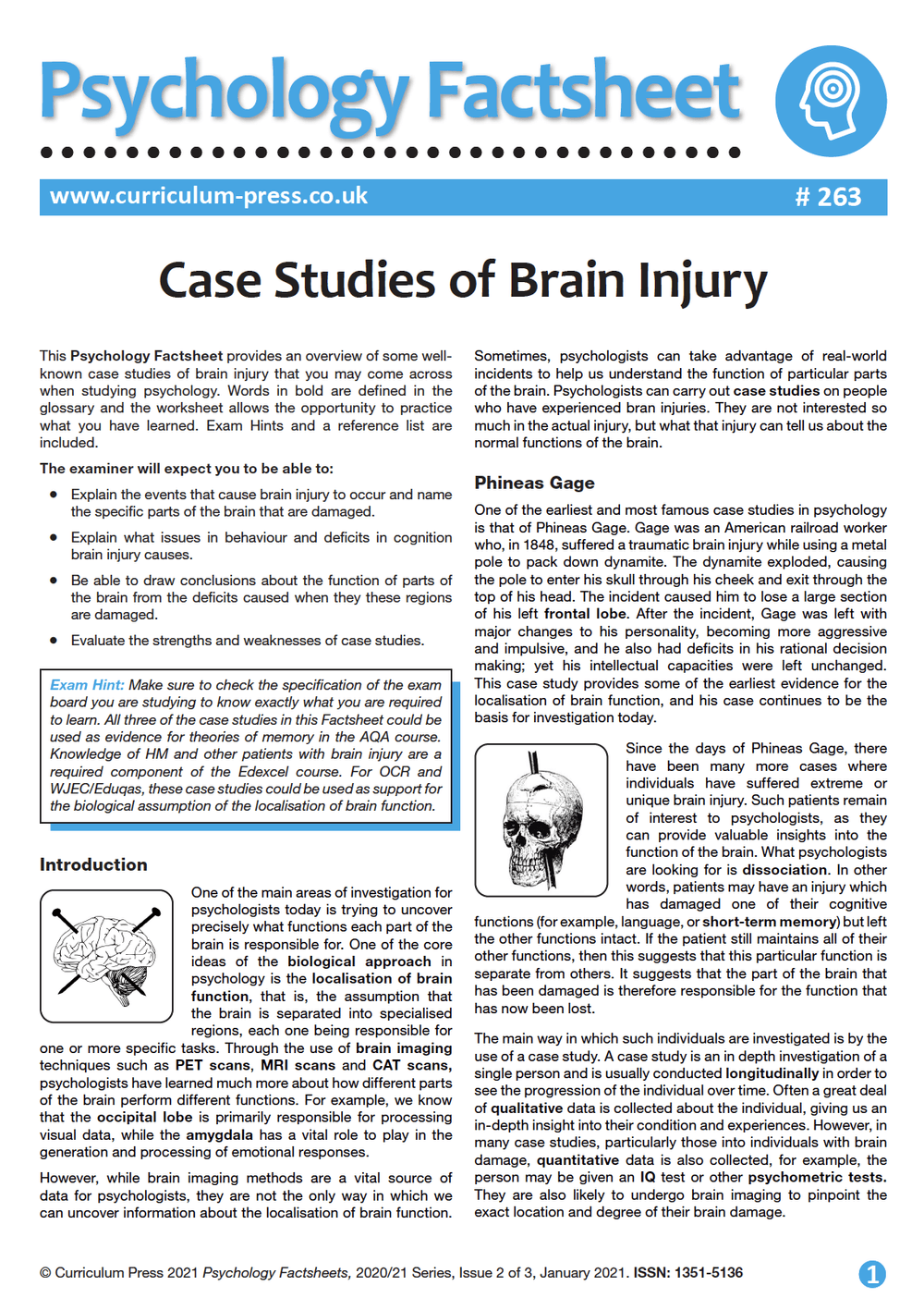 Case Studies of Brain Injury - Curriculum Press
