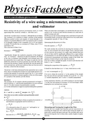 266 Resistivity Of A Wire