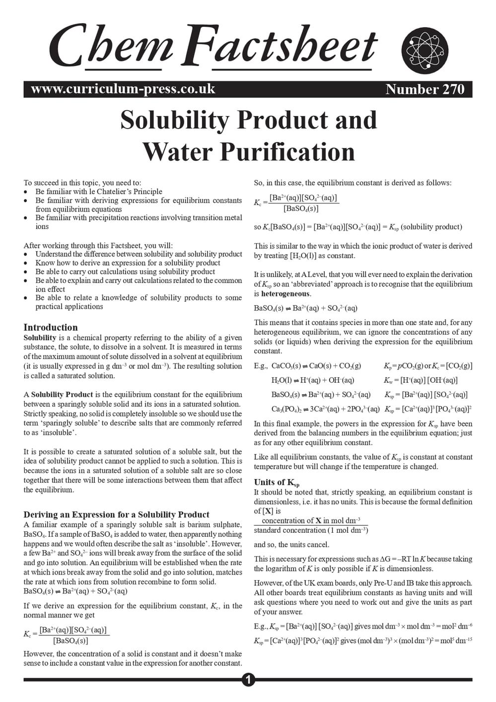 270 Solubility Product And Water Purification