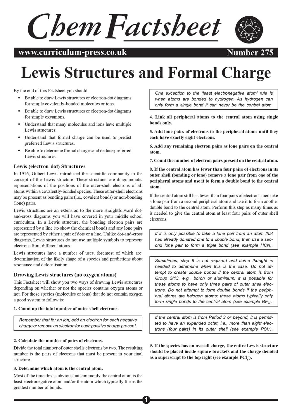275 Lewis Structures And Formal Charge