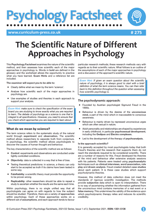 275 The Scientific Nature of Different Approaches in Psychology