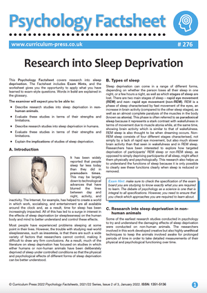 276 Research into Sleep Deprivation