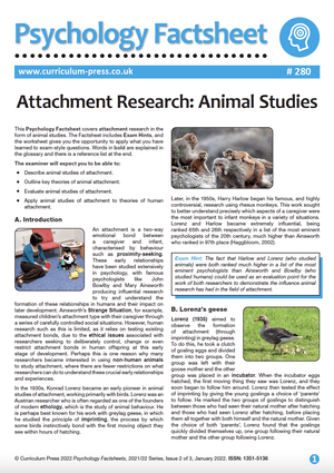 280 Attachment Research Animal Studies