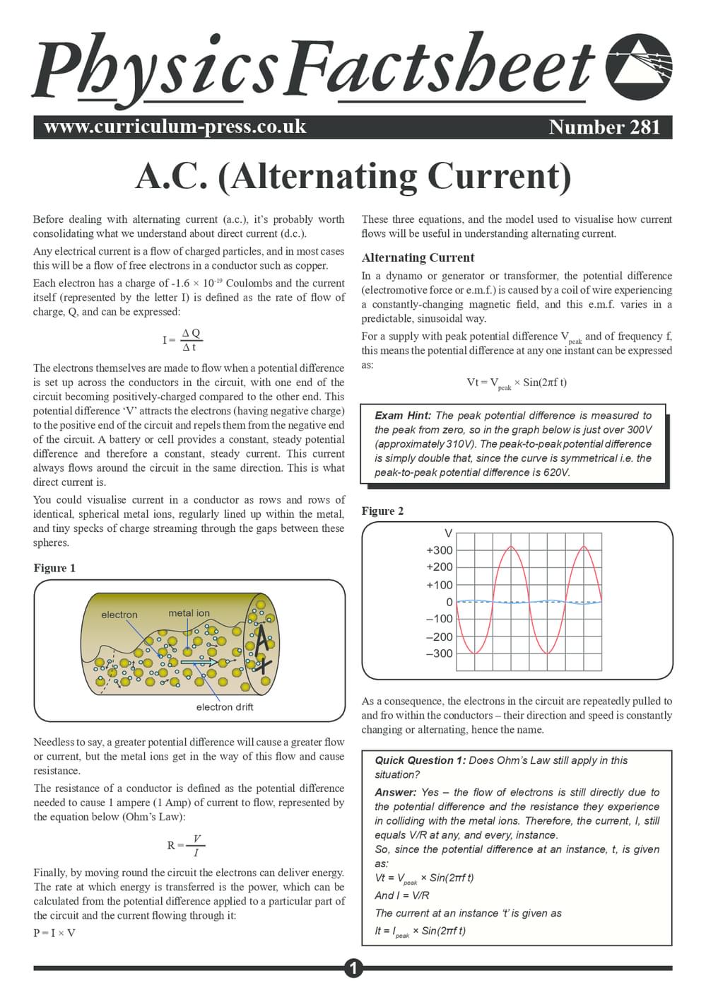 A.C. (Alternating Current) - Curriculum Press