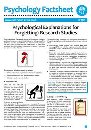 282 Psychological Explanations for Forgetting
