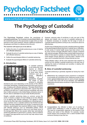 283 The Psychology of Custodial Sentencing