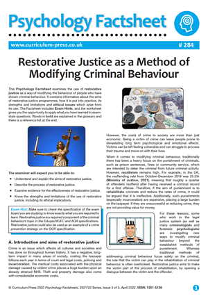 284 Restorative Justice as a Method of Modifying Criminal Behaviour