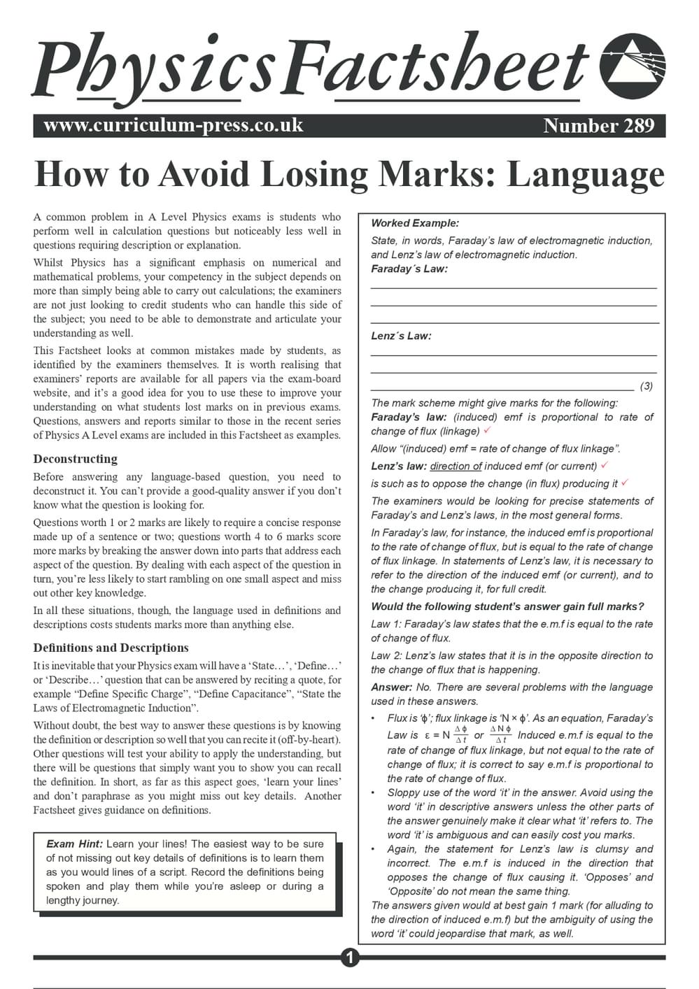 289 How To Avoid Losing Marks Language