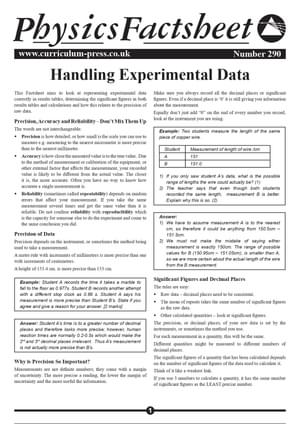 290 Handling Experimental Data