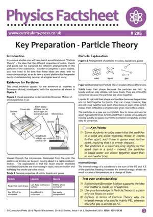 298 Key Preparation Particle Theory