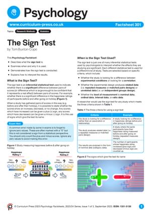 Pdf Sign Testing The Sign Test - Curriculum Press