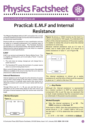 304 Practical E M F and Internal Resistance v2