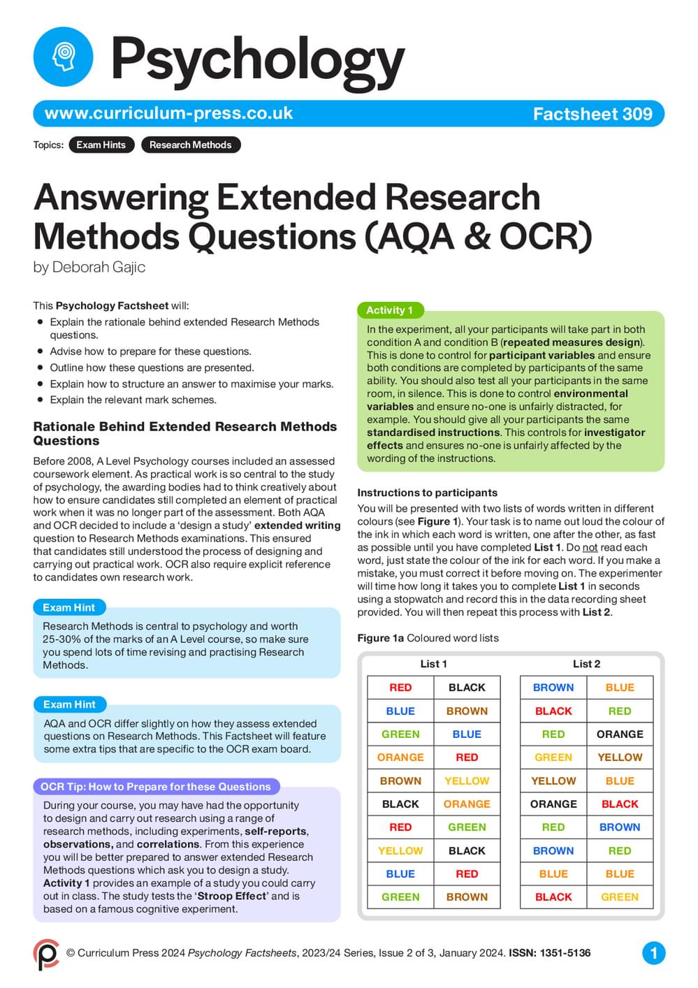 Answering Extended Research Methods Questions (AQA & OCR) - Curriculum ...