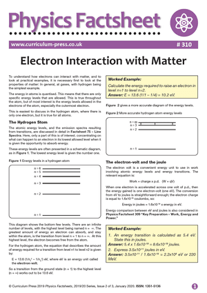 310 Electron Interaction with Matter