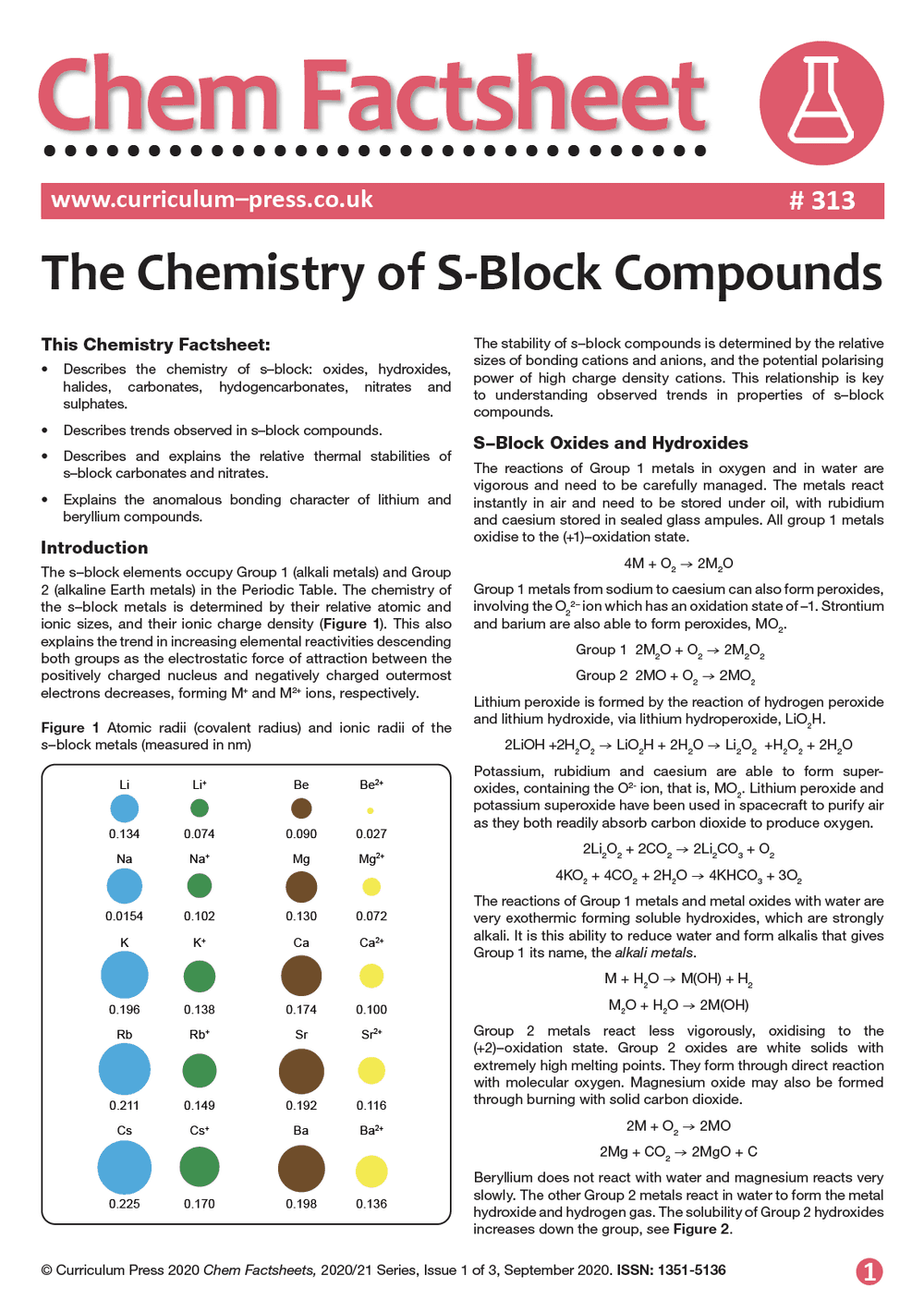 Sb Compounds Color The Chemistry of S-Block Compounds - Curriculum Press