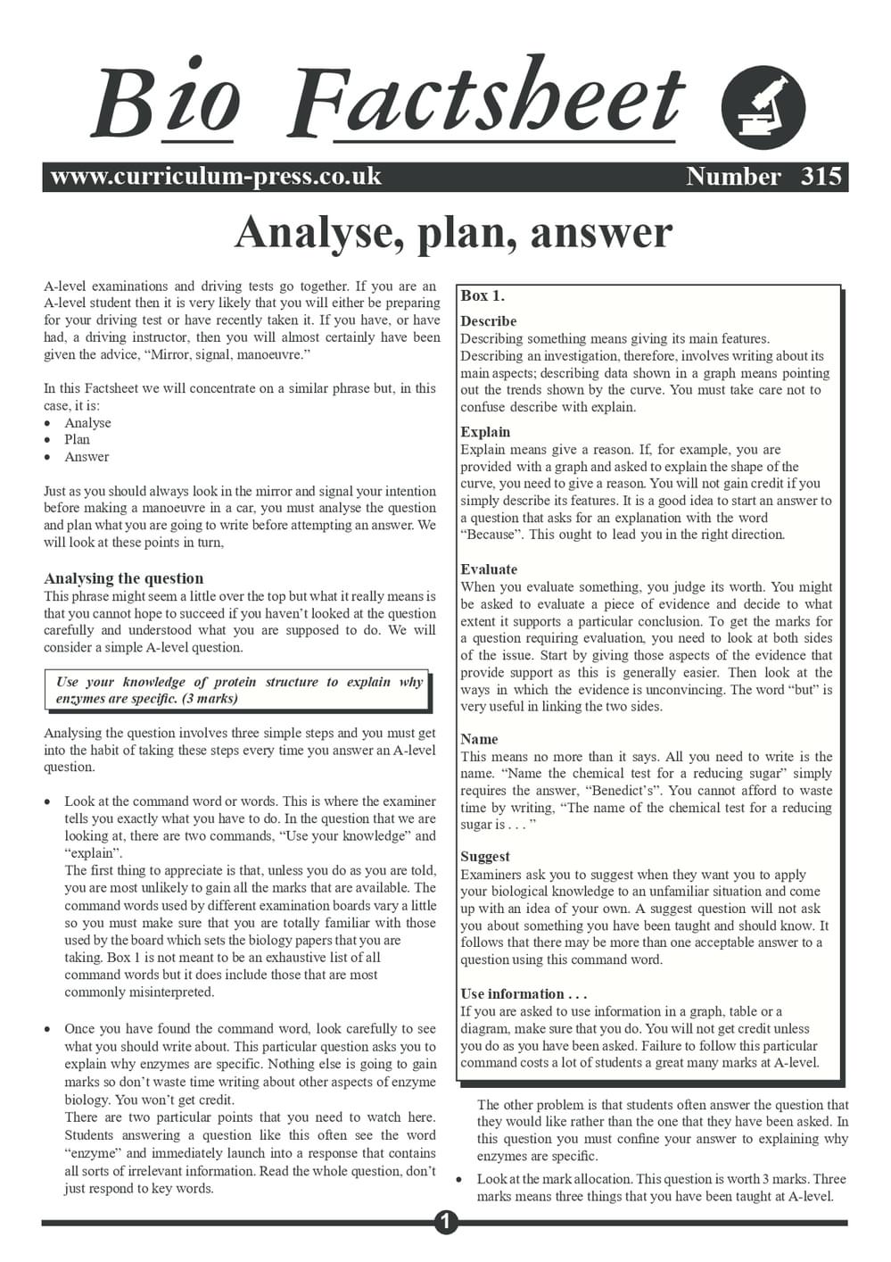 315 Analyse Plan Answer
