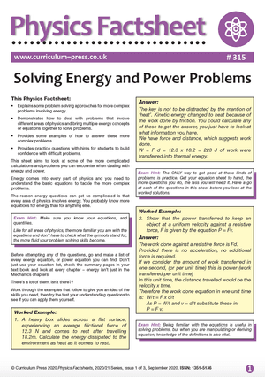 315 Solving Energy and Power Problems