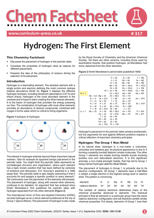 317 Hydrogen The First Element